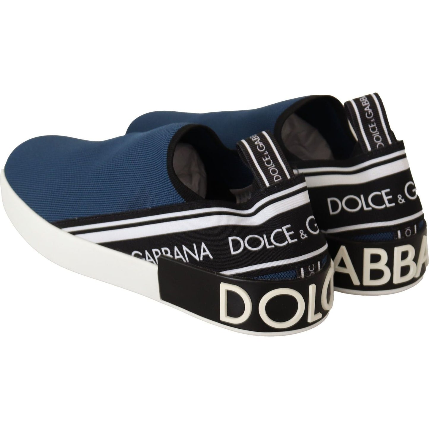Dolce & Gabbana Elegant Blue & White Loafer Sneakers blue-stretch-flats-logo-loafers-sneakers-shoes