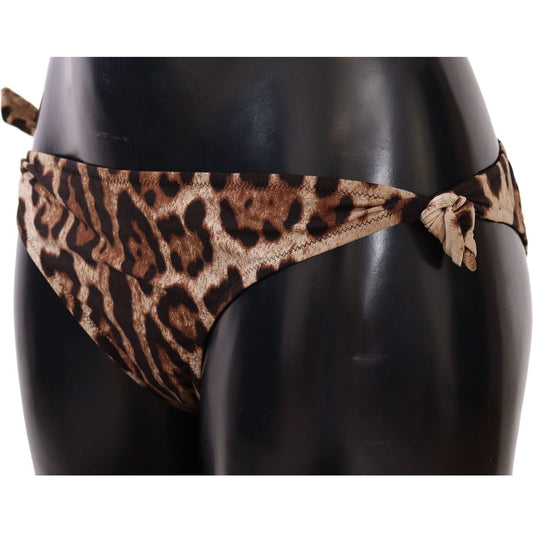 Dolce & Gabbana Elegant Leopard Print Bikini Bottom WOMAN SWIMWEAR bikini-bottom-brown-leopard-print-swimsuit-swimwear