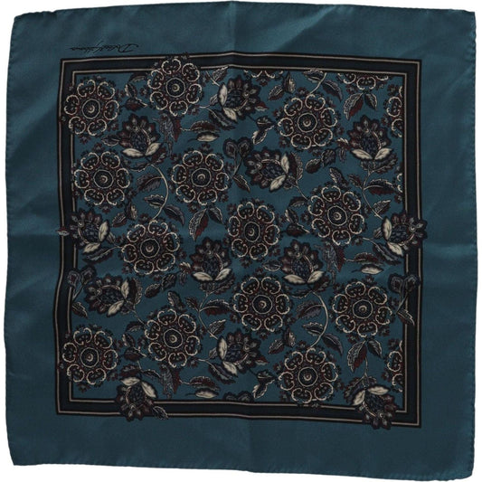 Dolce & Gabbana Elegant Floral Silk Pocket Square blue-floral-silk-square-handkerchief-scarf