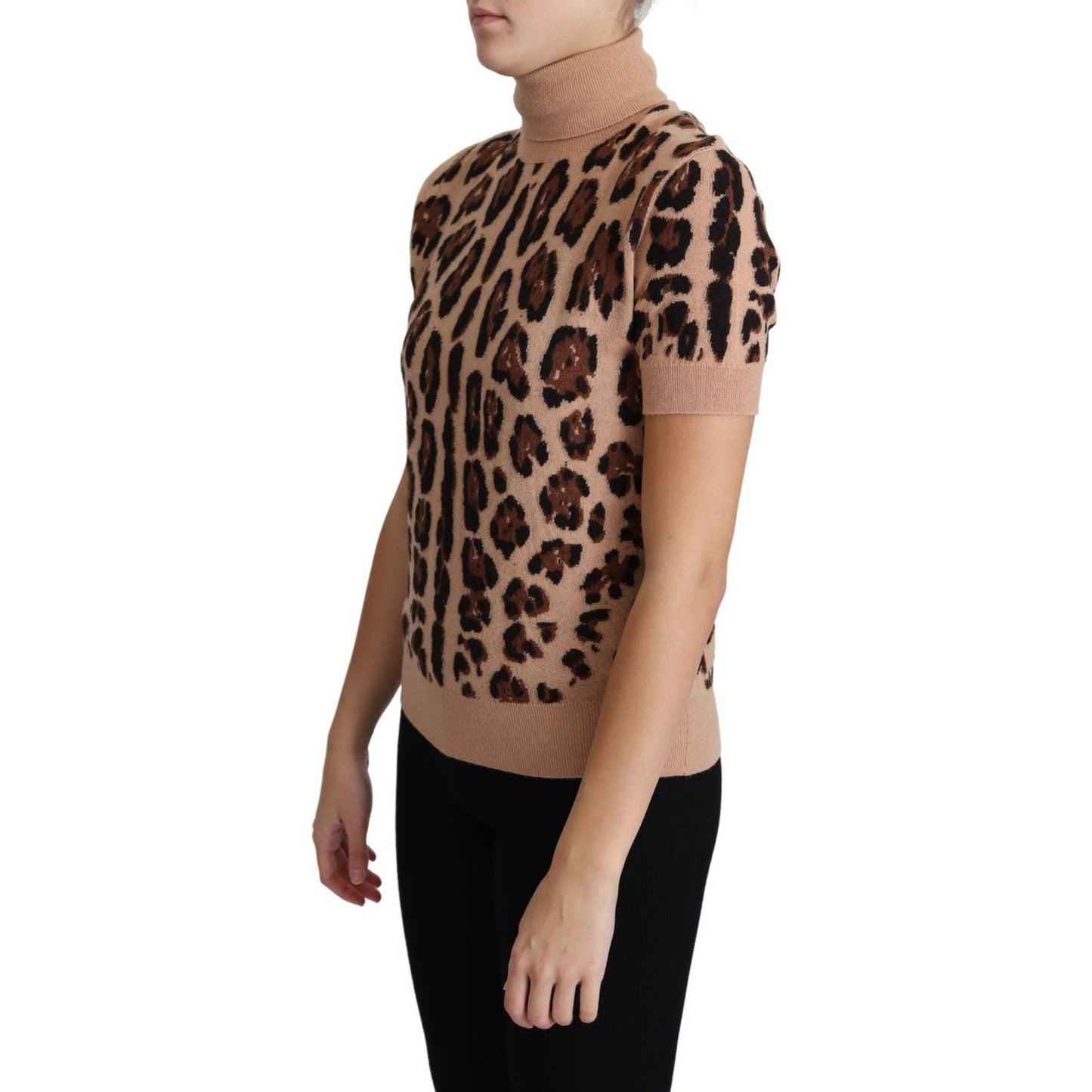 Dolce & Gabbana Elegant Leopard Print Wool Turtleneck Top beige-leopard-print-virgin-wool-turtleneck-top