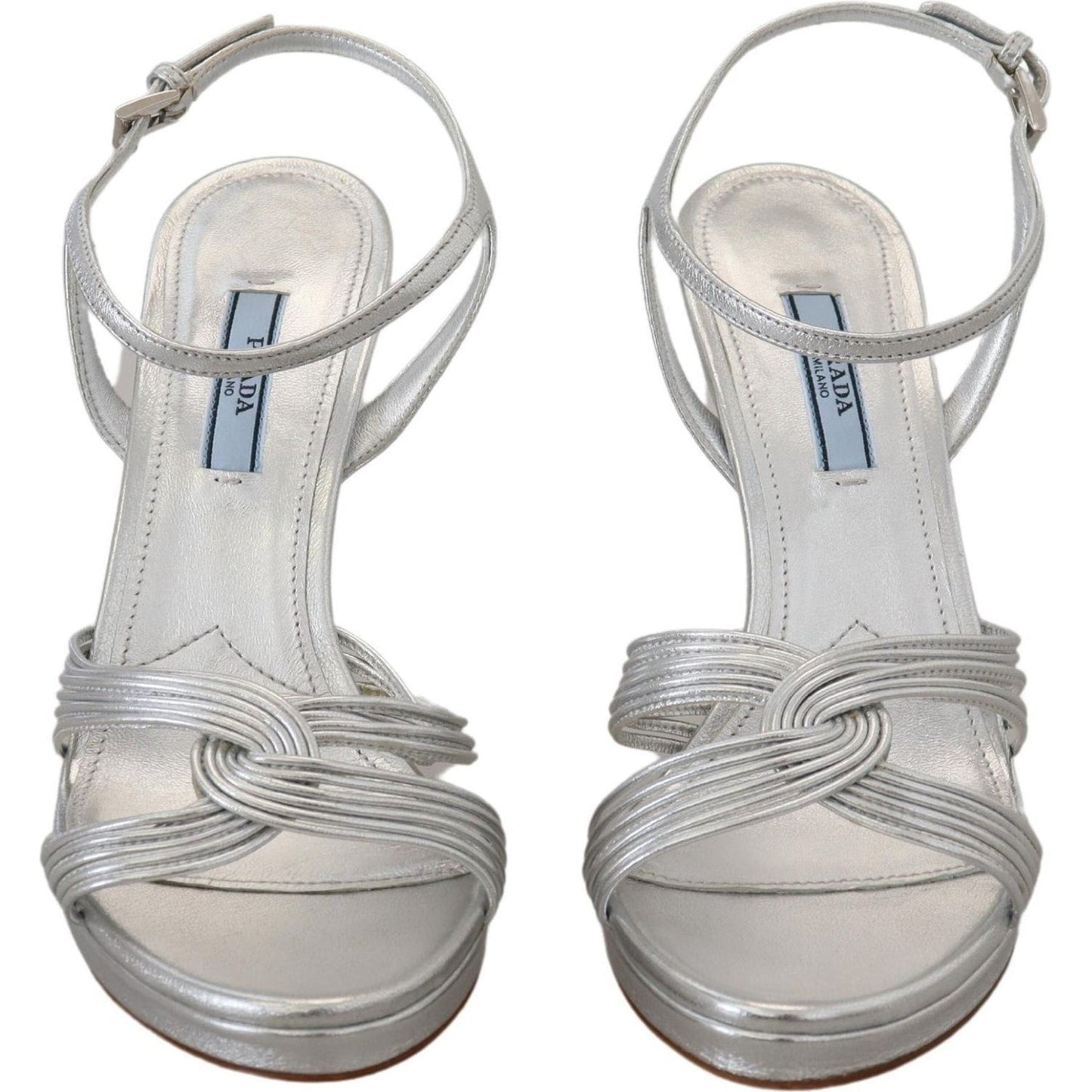 Prada Elegant Silver Stiletto Heels Sandals silver-leather-sandals-ankle-strap-heels-stiletto