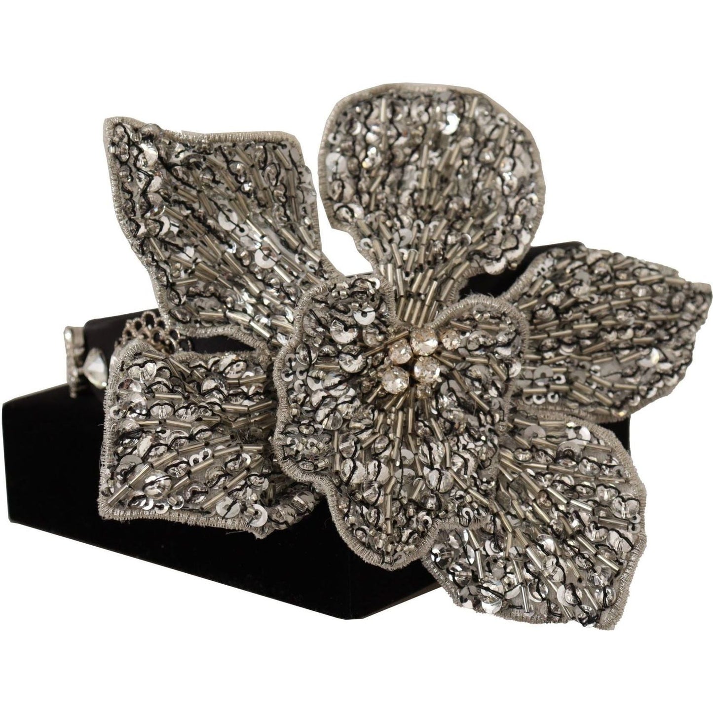 Dolce & Gabbana Elegant Crystal Diadem Headband - Chic Black black-crystal-beaded-sequined-large-flower-diadem-headband