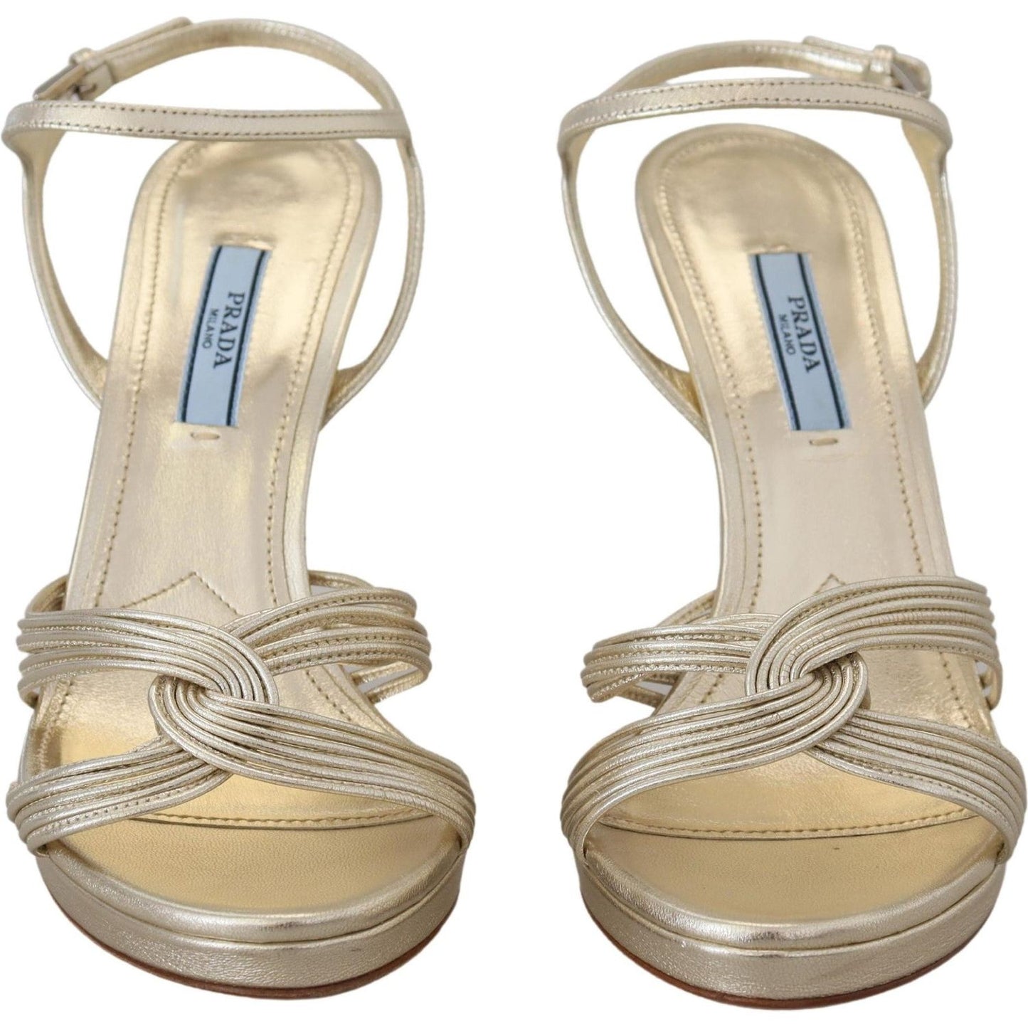 Prada Elegant Gold Stiletto Heel Sandals gold-leather-sandals-ankle-strap-heels-stiletto-sandal