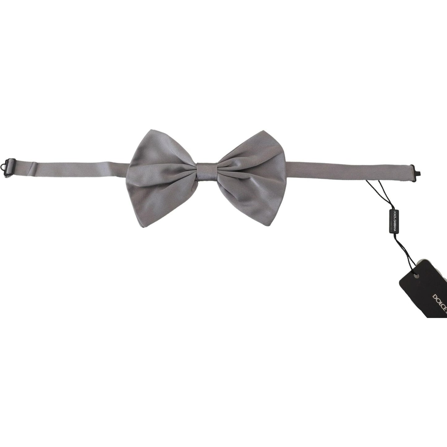 Dolce & Gabbana Elegant Silver Gray Silk Bow Tie bow-tie-men-silver-gray-silk-adjustable-neck-papillon IMG_8384-scaled-59badc36-786.jpg