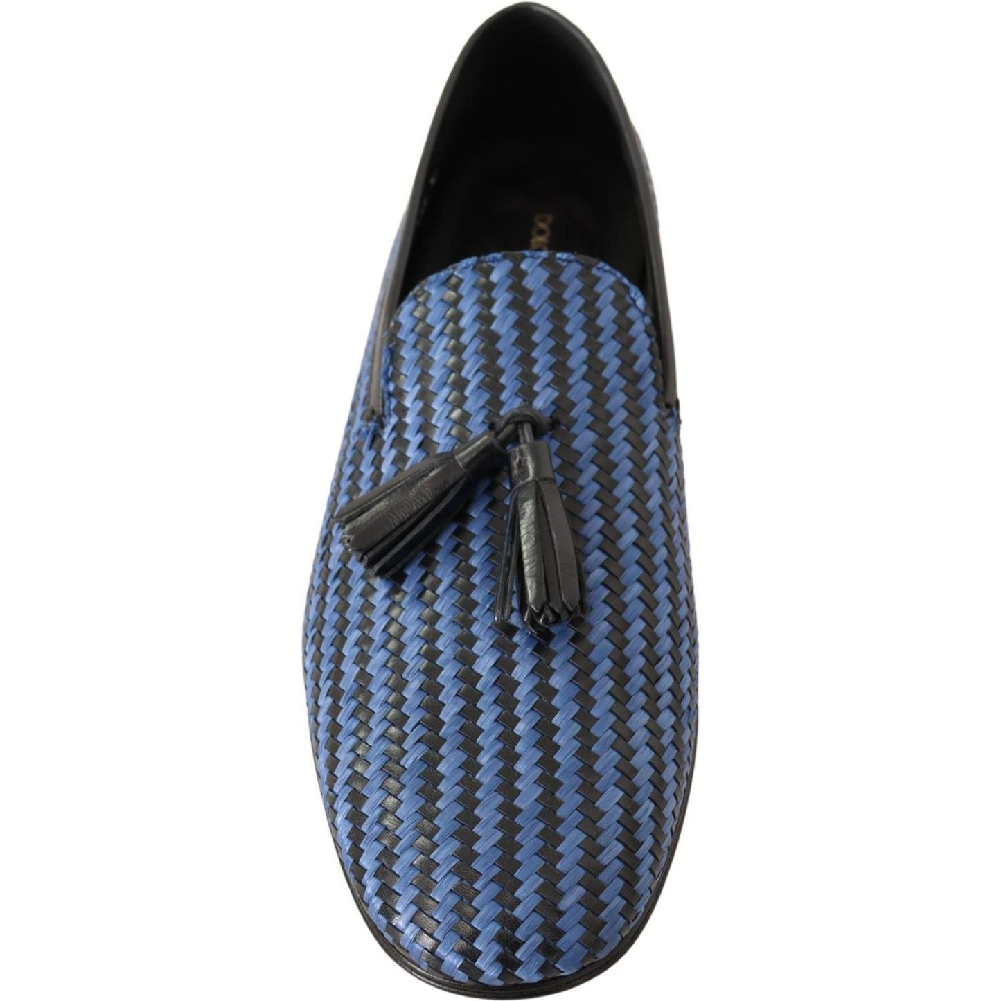 Dolce & Gabbana Elegant Woven Leather Loafers MAN LOAFERS blue-woven-leather-tassel-loafers-shoes