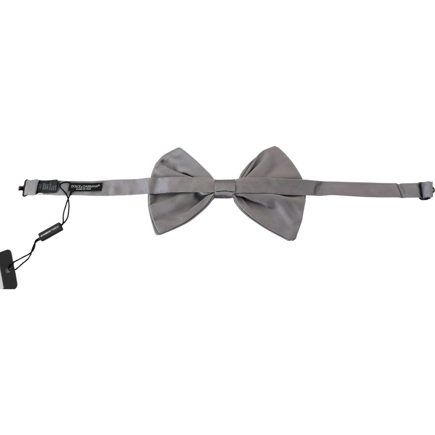 Dolce & Gabbana Elegant Silver Gray Silk Bow Tie bow-tie-men-silver-gray-silk-adjustable-neck-papillon