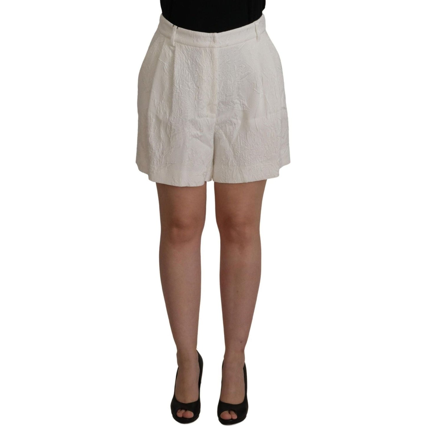 Dolce & Gabbana Elegant High Waist White Culotte Shorts white-high-waist-culotte-cotton-shorts
