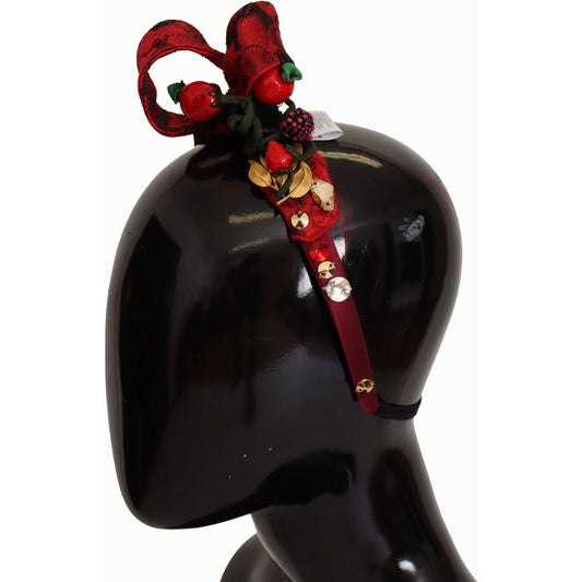 Dolce & Gabbana Cherry Sicily Embellished Red Diadem cherry-silk-crystal-bow-logo-diadem-tiara-headband IMG_8405-scaled-bd599ff0-44e.jpg