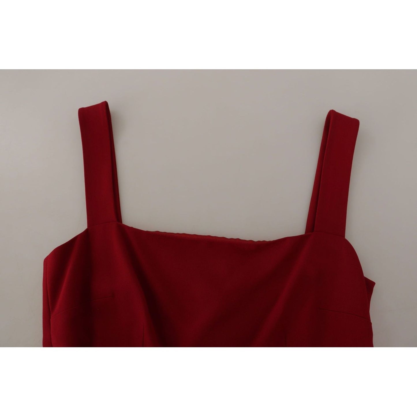 Dolce & Gabbana Elegant Red Square Neck Midi Dress red-sleeveless-sheath-viscose-dress
