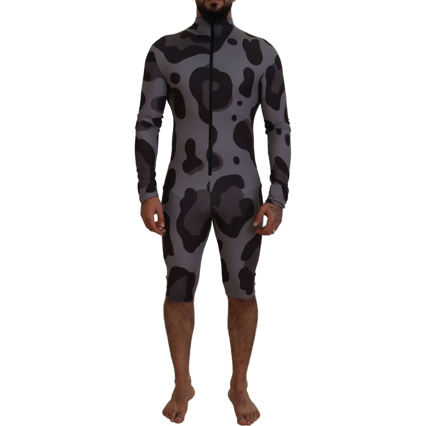 Dolce & Gabbana Elite Gray Patterned Men's Wetsuit Swimwear gray-patterned-polyester-wetsuit-swimwear