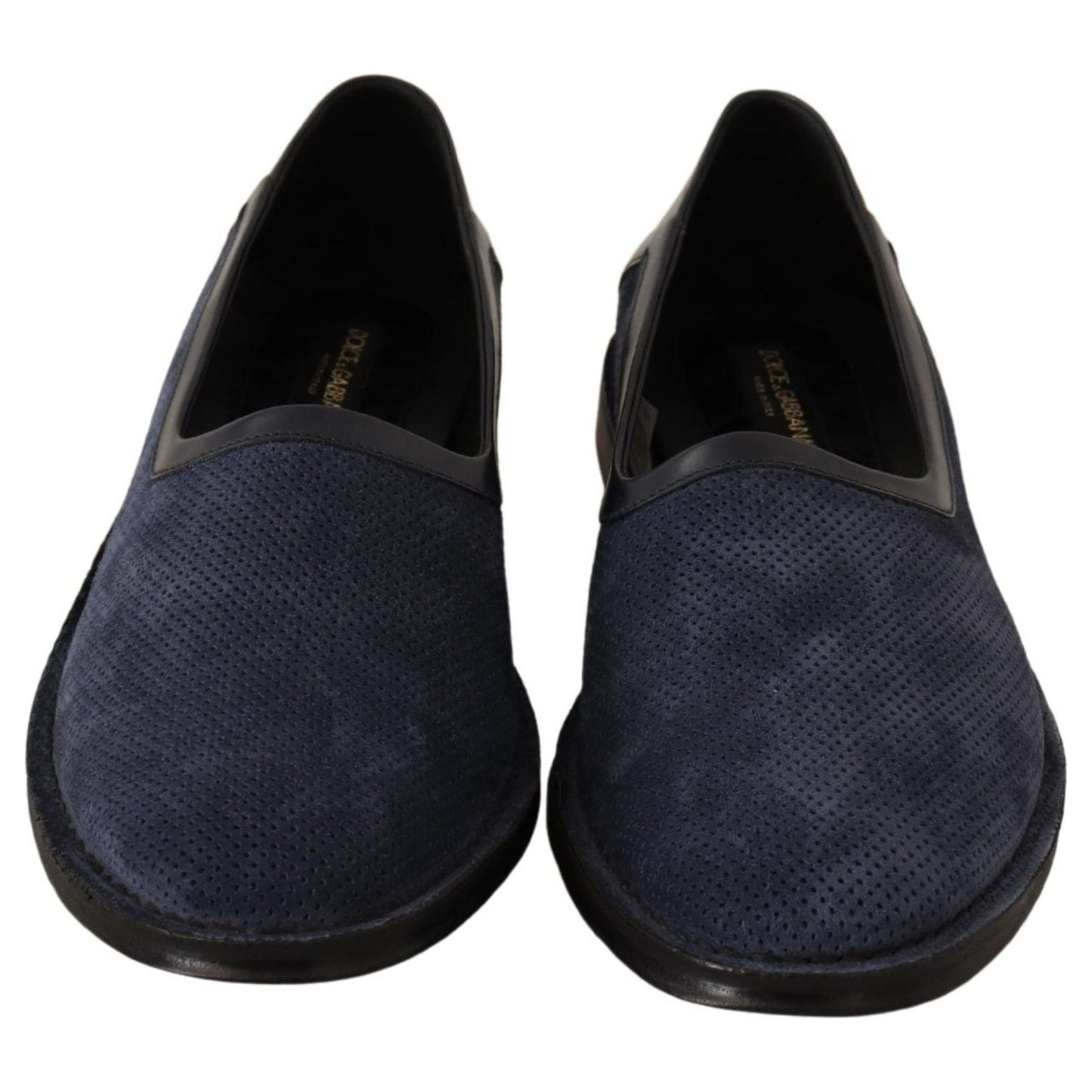 Dolce & Gabbana Elegant Perforated Leather Loafers MAN LOAFERS blue-leather-perforated-slip-on-loafers-shoes