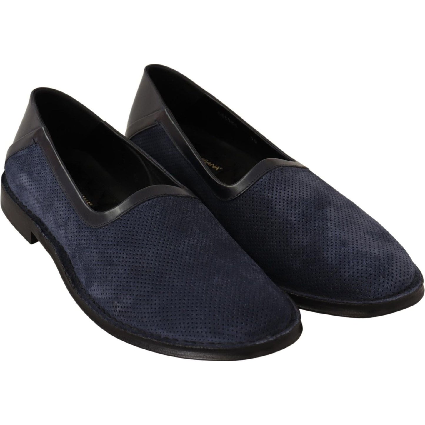 Dolce & Gabbana Elegant Perforated Leather Loafers blue-leather-perforated-slip-on-loafers-shoes MAN LOAFERS