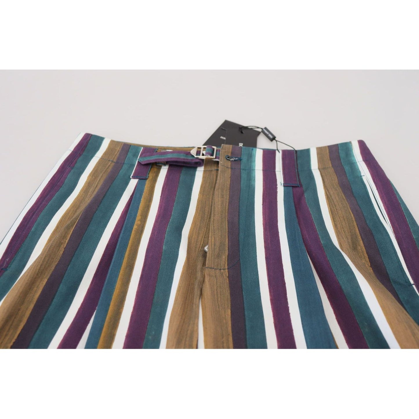 Dolce & Gabbana Chic Multicolor Chino Shorts - Regular Fit Shorts multicolor-striped-stretch-cotton-shorts