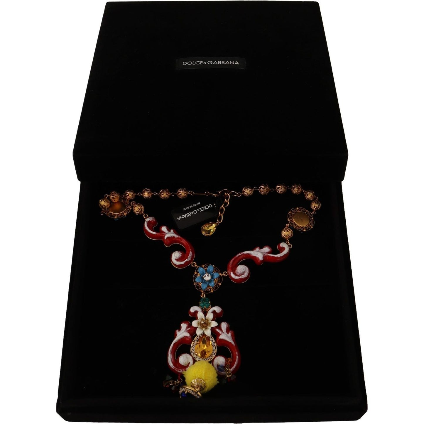 Dolce & Gabbana Multicolor Crystal Statement Necklace WOMAN NECKLACE gold-brass-carretto-sicily-statement-crystal-chain-necklace