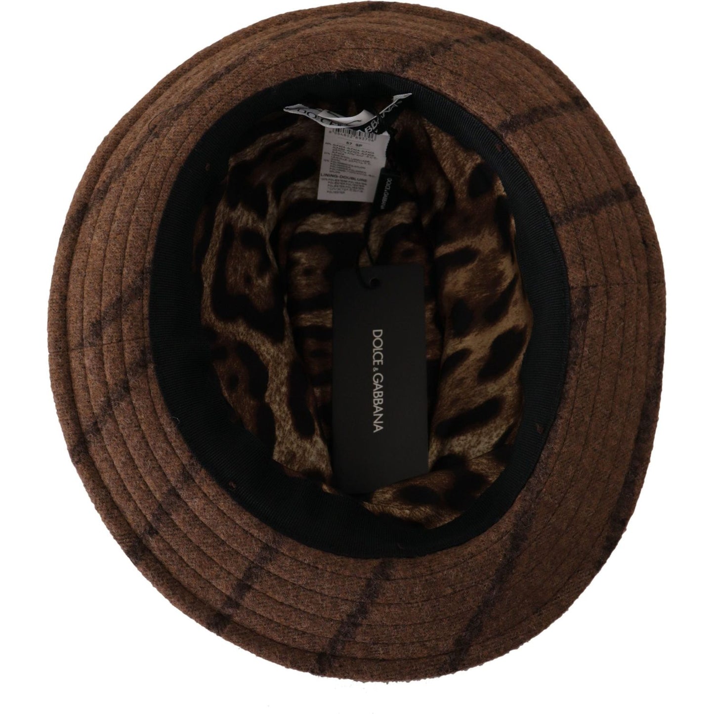 Dolce & Gabbana Elegant Wide Brim Fedora Hat brown-fedora-striped-print-summer-hat