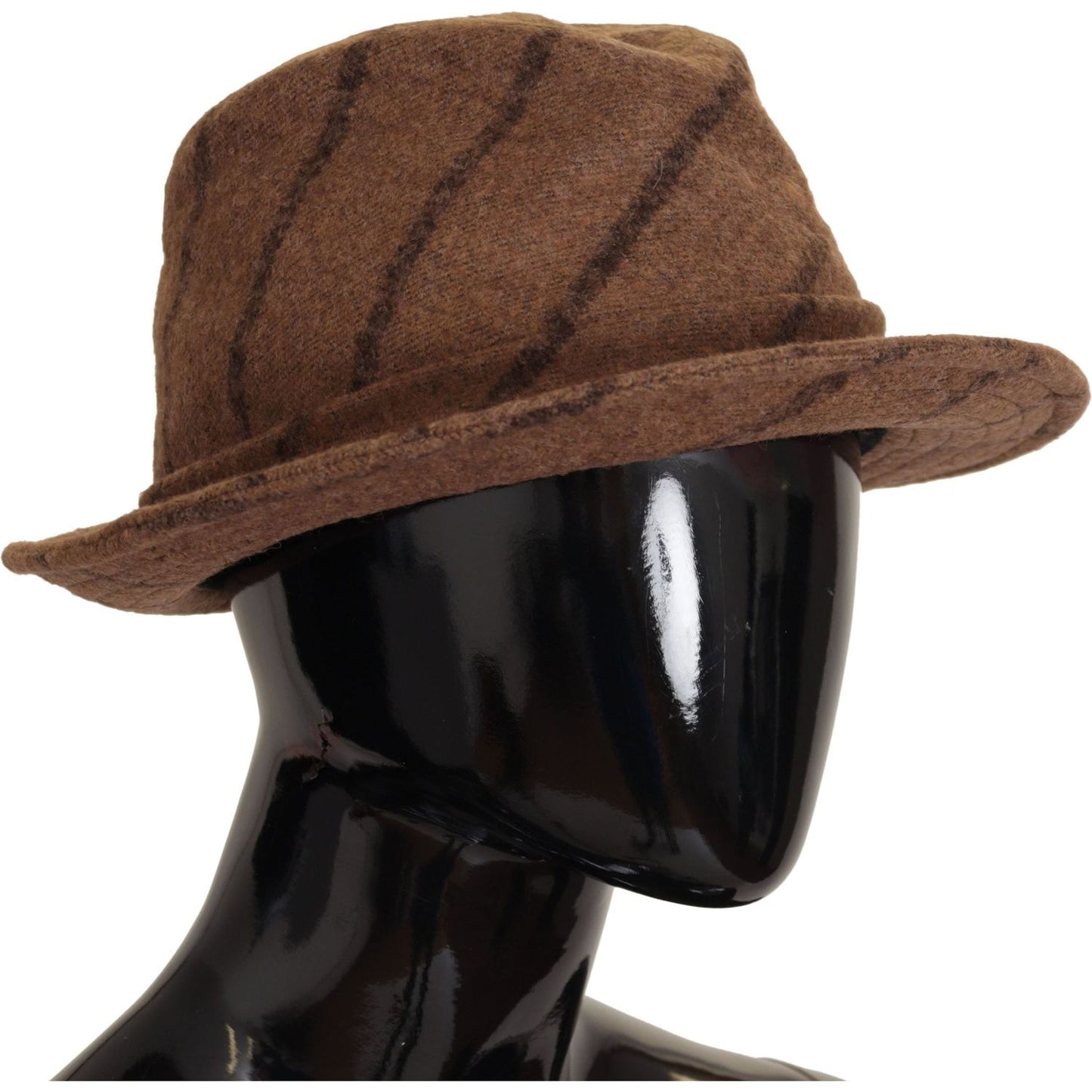 Dolce & Gabbana Elegant Wide Brim Fedora Hat brown-fedora-striped-print-summer-hat