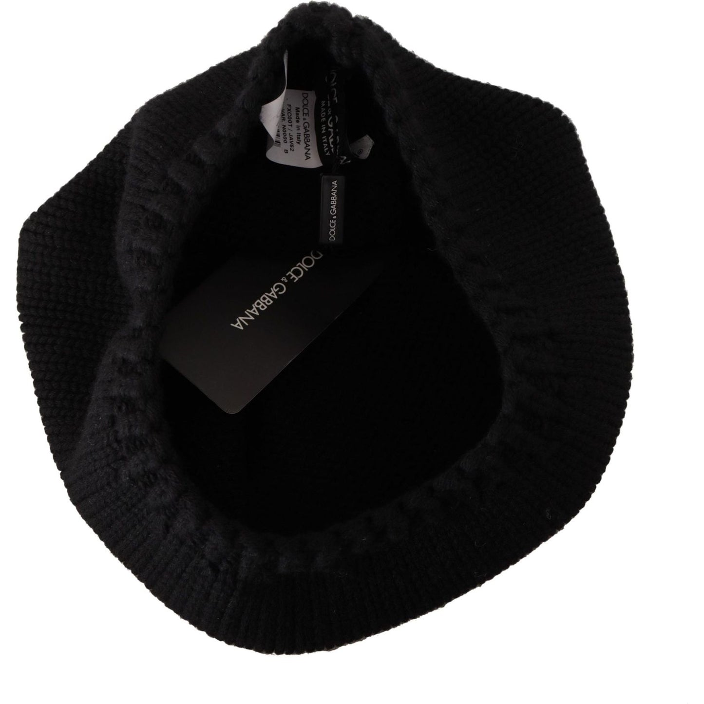 Dolce & Gabbana Elegant Virgin Wool Slouch Hat black-virgin-wool-knitted-women-winter-beanie-hat