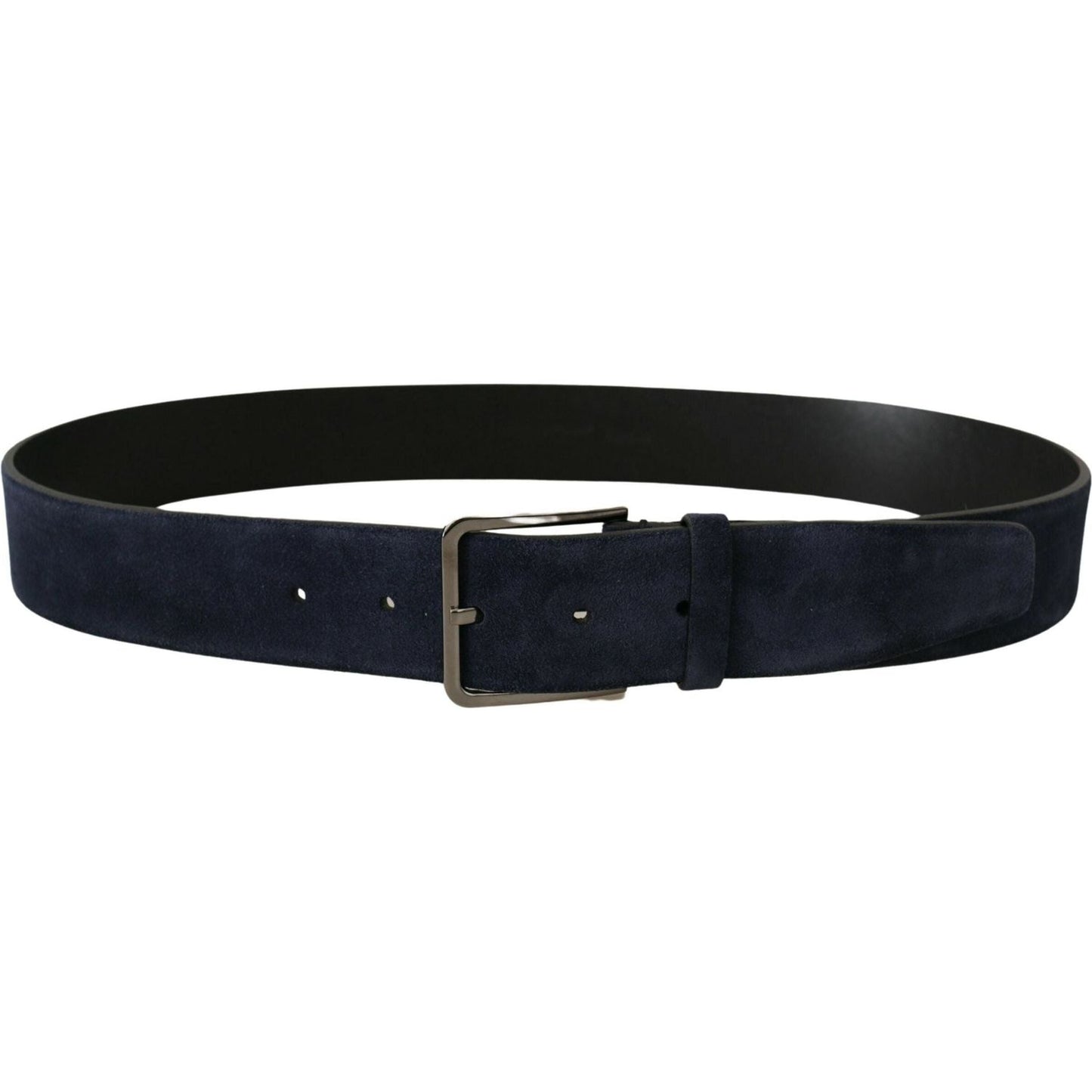 Dolce & Gabbana Navy Elegance Velvet Leather Belt navy-blue-velvet-leather-silver-logo-buckle-belt