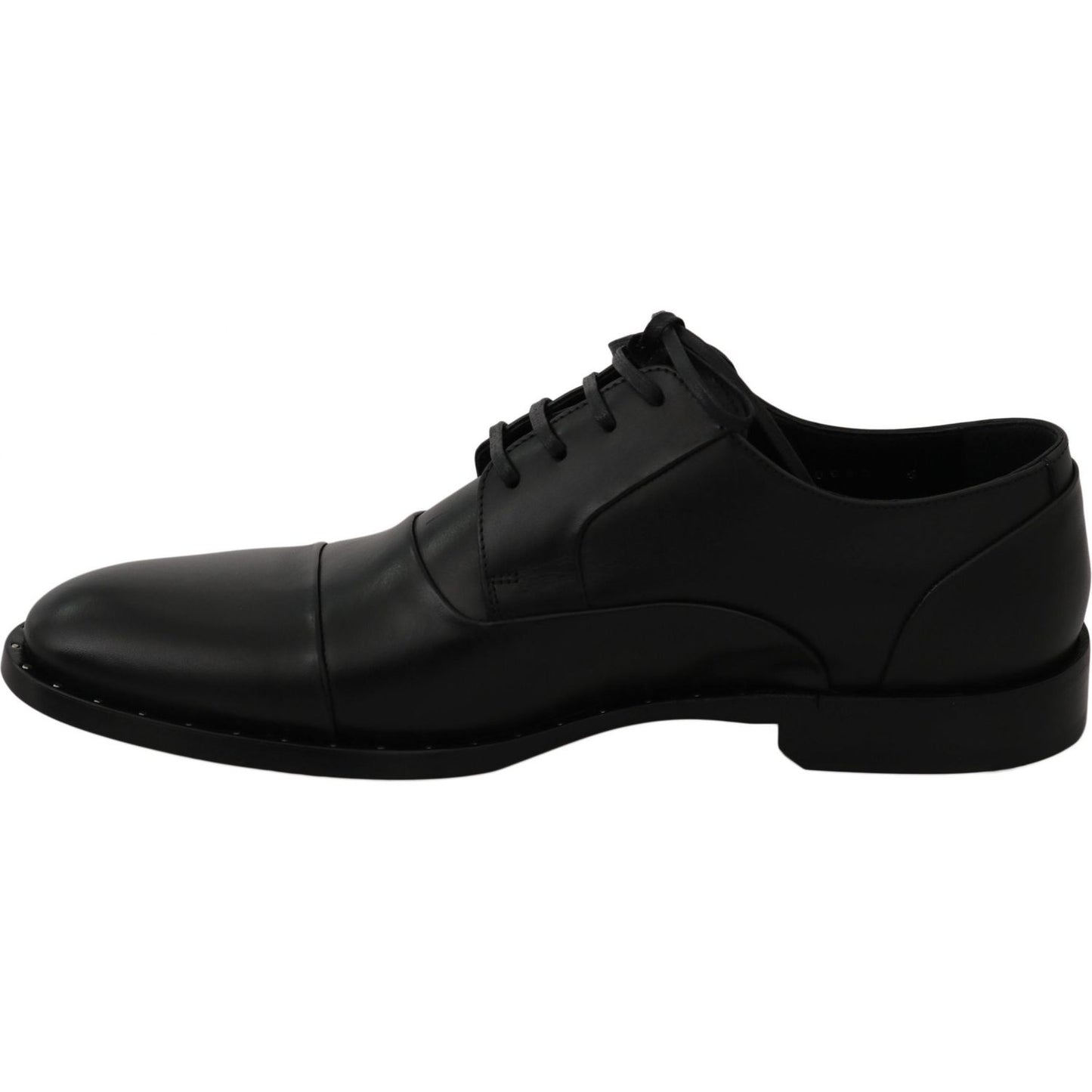 Dolce & Gabbana Sleek Black Leather Formal Dress Shoes Dress Shoes black-leather-derby-formal-shoes