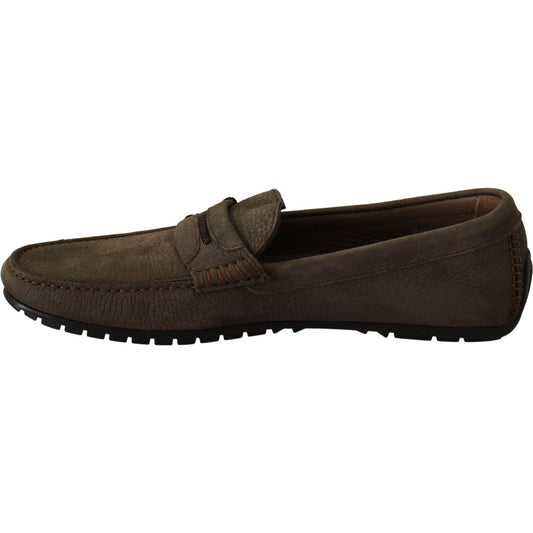 Dolce & Gabbana Elegant Brown Leather Loafers MAN LOAFERS brown-leather-flat-slip-on-mocassin-shoes
