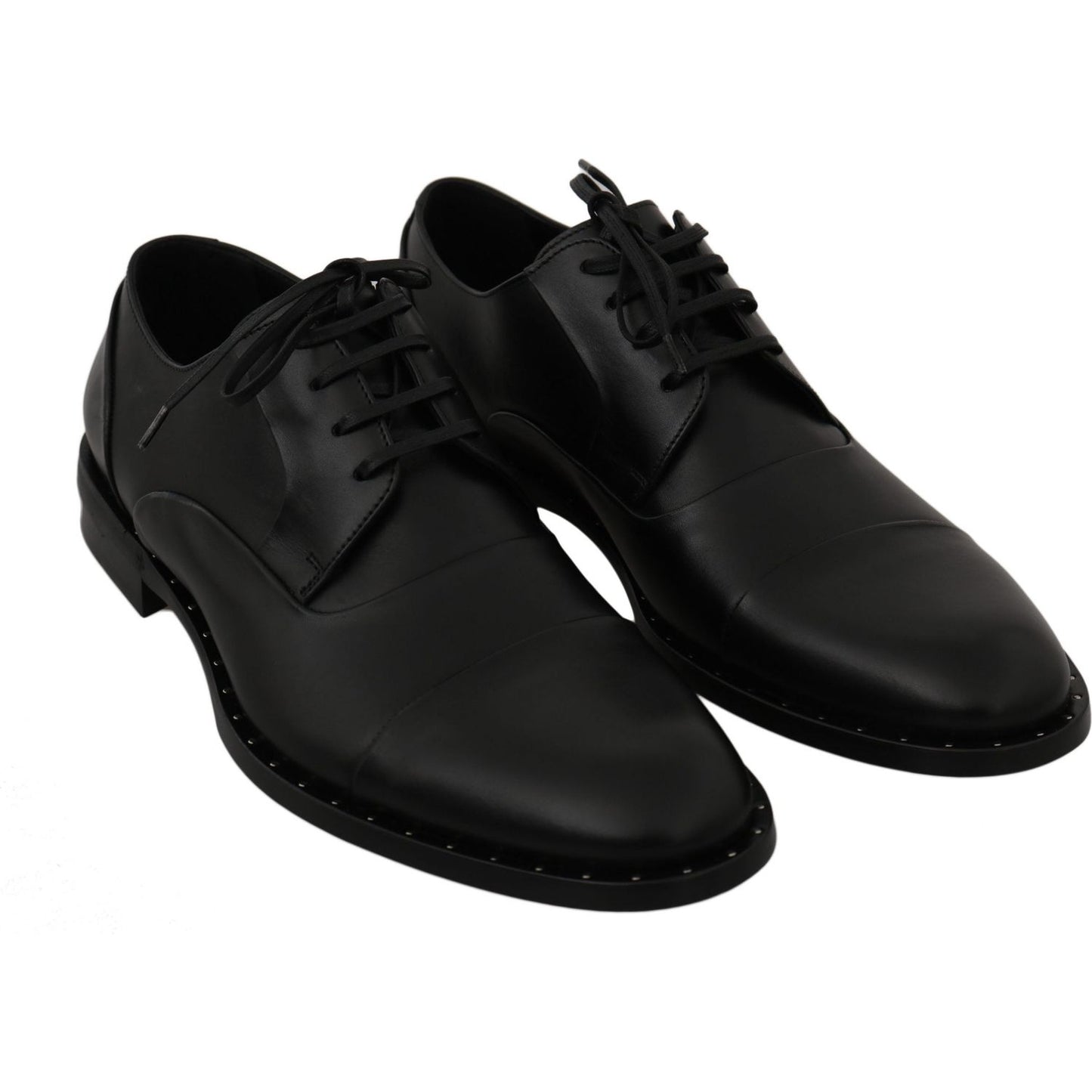 Dolce & Gabbana Sleek Black Leather Formal Dress Shoes Dress Shoes black-leather-derby-formal-shoes