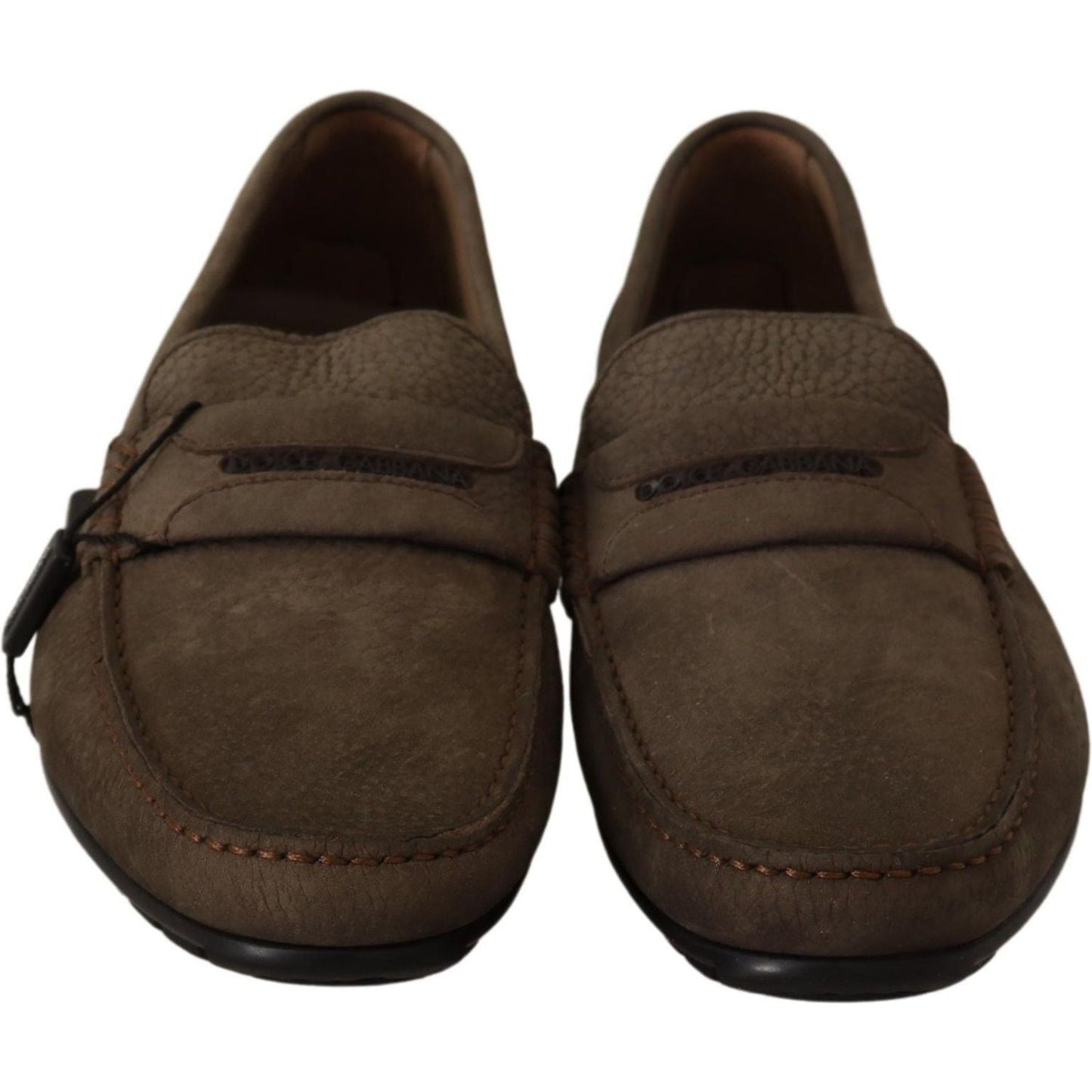 Dolce & Gabbana Elegant Brown Leather Loafers brown-leather-flat-slip-on-mocassin-shoes MAN LOAFERS