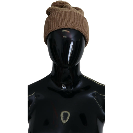 Dolce & GabbanaElegant Camel Knit Beanie with Fur AccentMcRichard Designer Brands£209.00