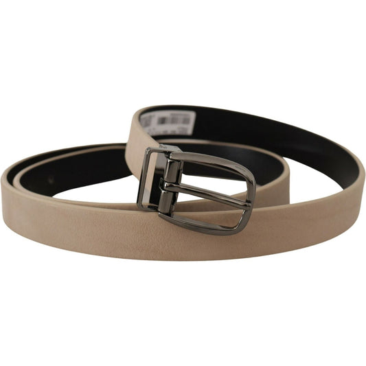 Dolce & GabbanaElegant Beige Leather Belt with Silver Tone BuckleMcRichard Designer Brands£239.00