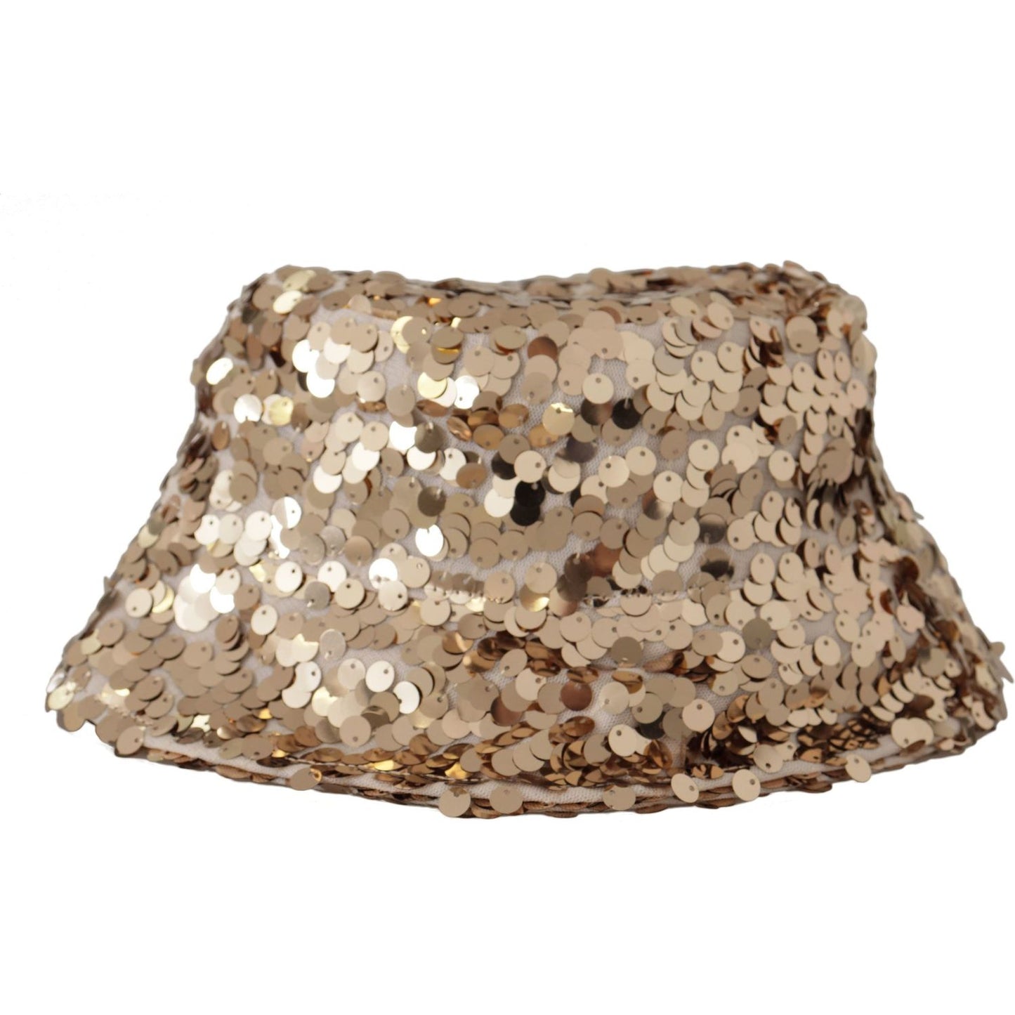 Dolce & Gabbana Elegant Sequined Gold Bucket Hat gold-silk-sequin-embellished-designer-brim-bucket-hat