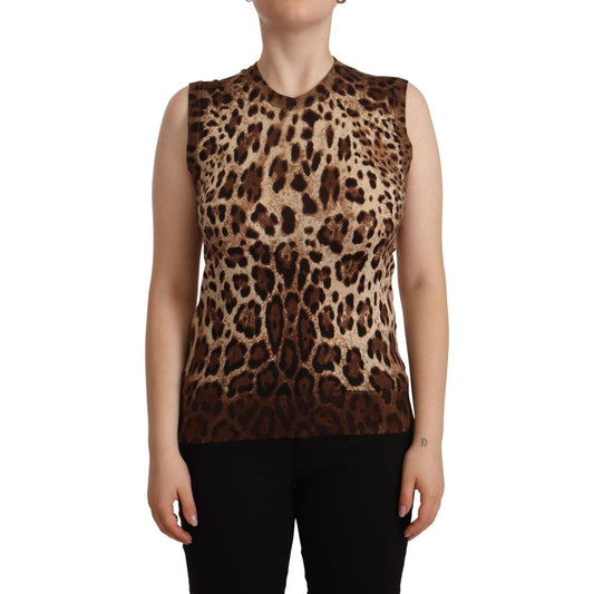 Dolce & GabbanaChic Leopard Silk Cashmere Sleeveless TopMcRichard Designer Brands£549.00