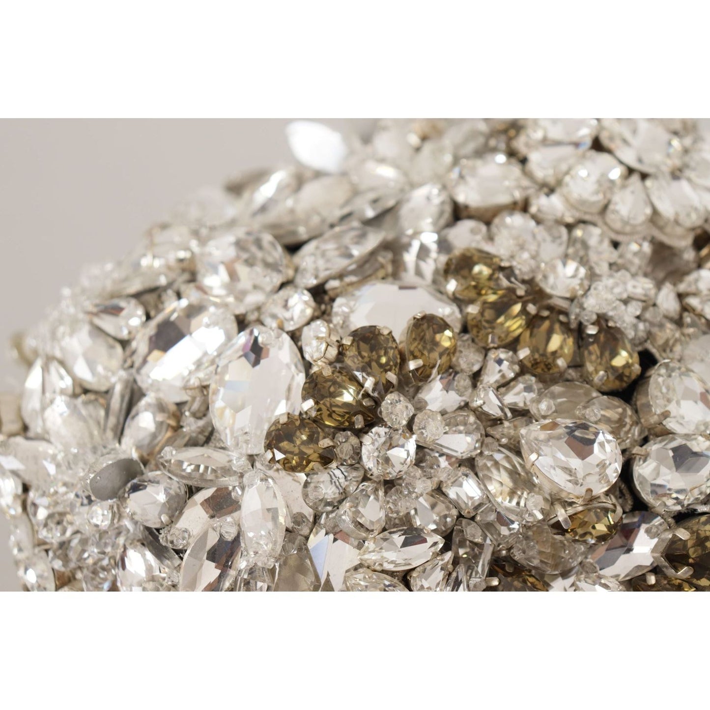 Dolce & Gabbana Elegant Crystal-Encrusted Cloche Hat silver-teardrop-beaded-casque-sequin-turban-headdress