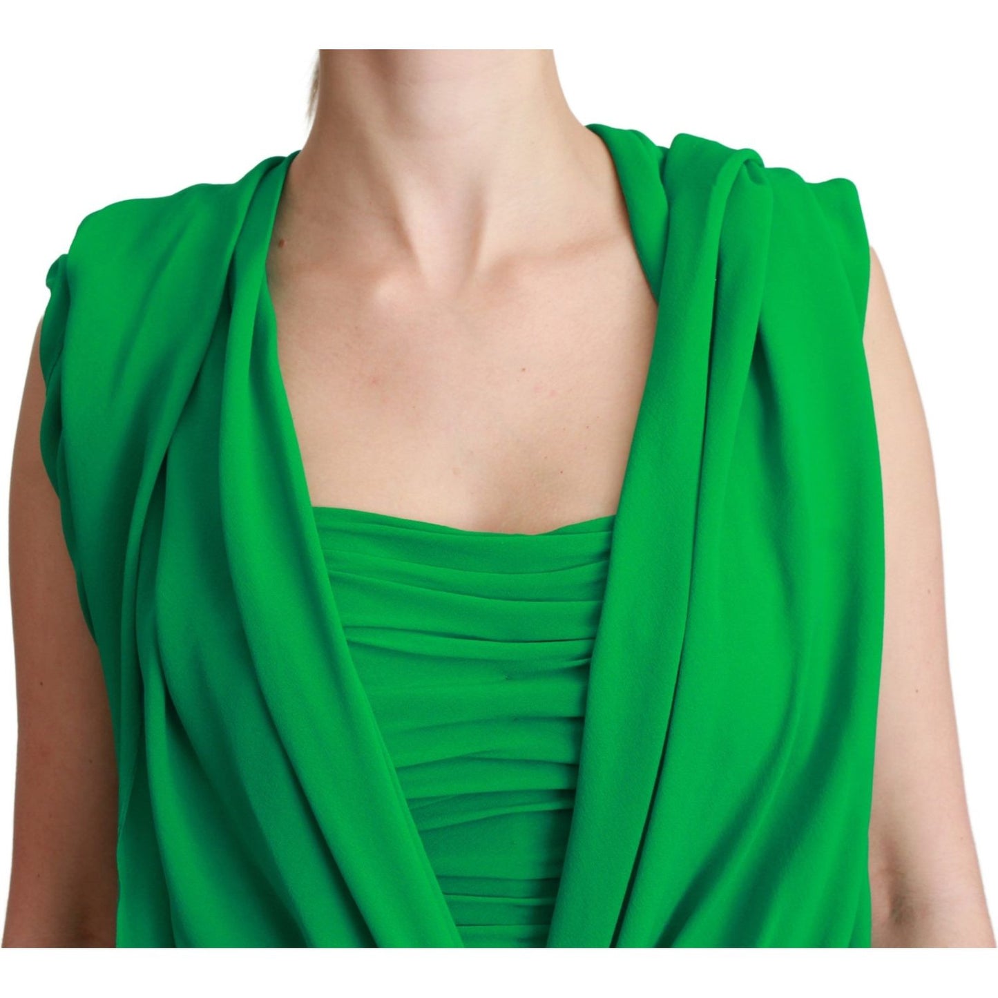 Dolce & Gabbana Elegant Sleeveless Pleated Silk Maxi Dress Dress 100-silk-green-sleeveless-pleated-maxi-dress
