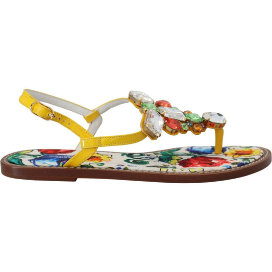 Dolce & Gabbana Majolica Crystal Embellished Leather Sandals multicolor-majolica-crystal-sandals-flip-flop-shoes IMG_8593-scaled-7536ff11-460.jpg
