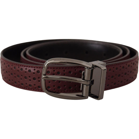 Dolce & Gabbana Elegant Leather Belt with Metal Buckle brown-perforated-leather-metal-buckle-belt