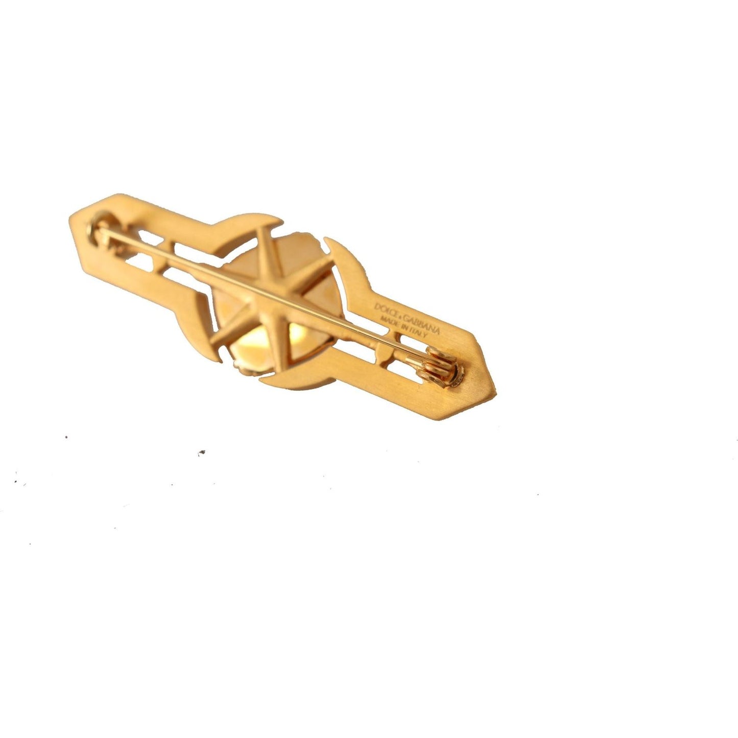Dolce & Gabbana Elegant Gold Plated Brass Brooch gold-tone-brass-crystal-embellished-pin-brooch Brooch IMG_8597-scaled-f33a2ccb-00e.jpg
