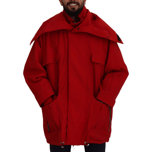 Dolce & Gabbana Sleek Red Lightweight Windbreaker Jacket red-polyester-full-zip-windbreaker-jacket IMG_8623-867591f4-d1d.jpg