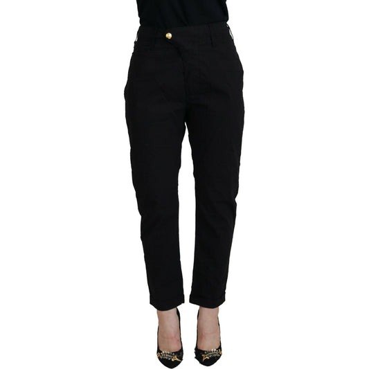 CYCLE Chic Tapered Black Cotton Pants black-cotton-baggy-high-waist-women-pants