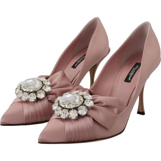 Dolce & Gabbana Crystal-Embellished Silk Bow Pumps pink-silk-clear-crystal-pumps-classic-shoes IMG_8626-36444f0b-fe8.jpg