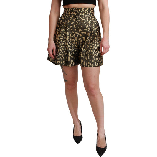 Dolce & Gabbana High Waist Black & Gold Luxe Shorts black-gold-high-waist-mini-cotton-shorts