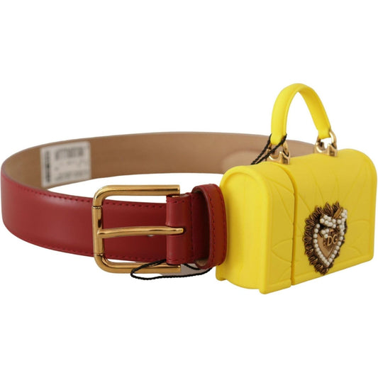 Dolce & Gabbana Elegant Red Leather Engraved Buckle Belt red-leather-yellow-devotion-heart-bag-buckle-belt