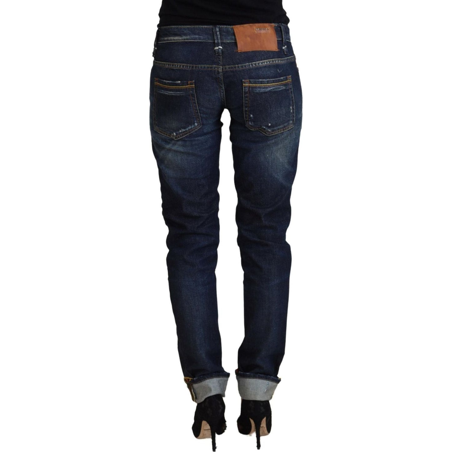 Acht Elegant Slim Fit Low Waist Denim Pants blue-cotton-slim-fit-women-casual-denim-jeans-1