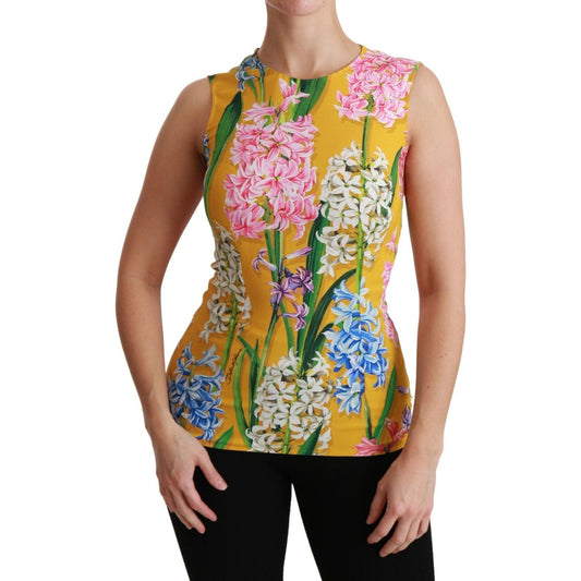 Dolce & Gabbana Sunshine Floral Crewneck Sleeveless Blouse yellow-floral-stretch-top-tank-blouse IMG_8636-scaled-bfdcdbb9-583.jpg