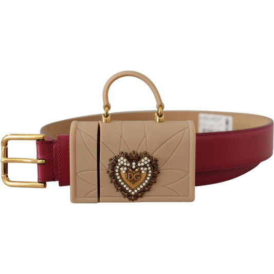 Dolce & Gabbana Elegant Pink Leather Belt with Headphone Case pink-leather-devotion-heart-micro-bag-headphones-belt IMG_8643-1-scaled-84e5c88e-c0c.jpg