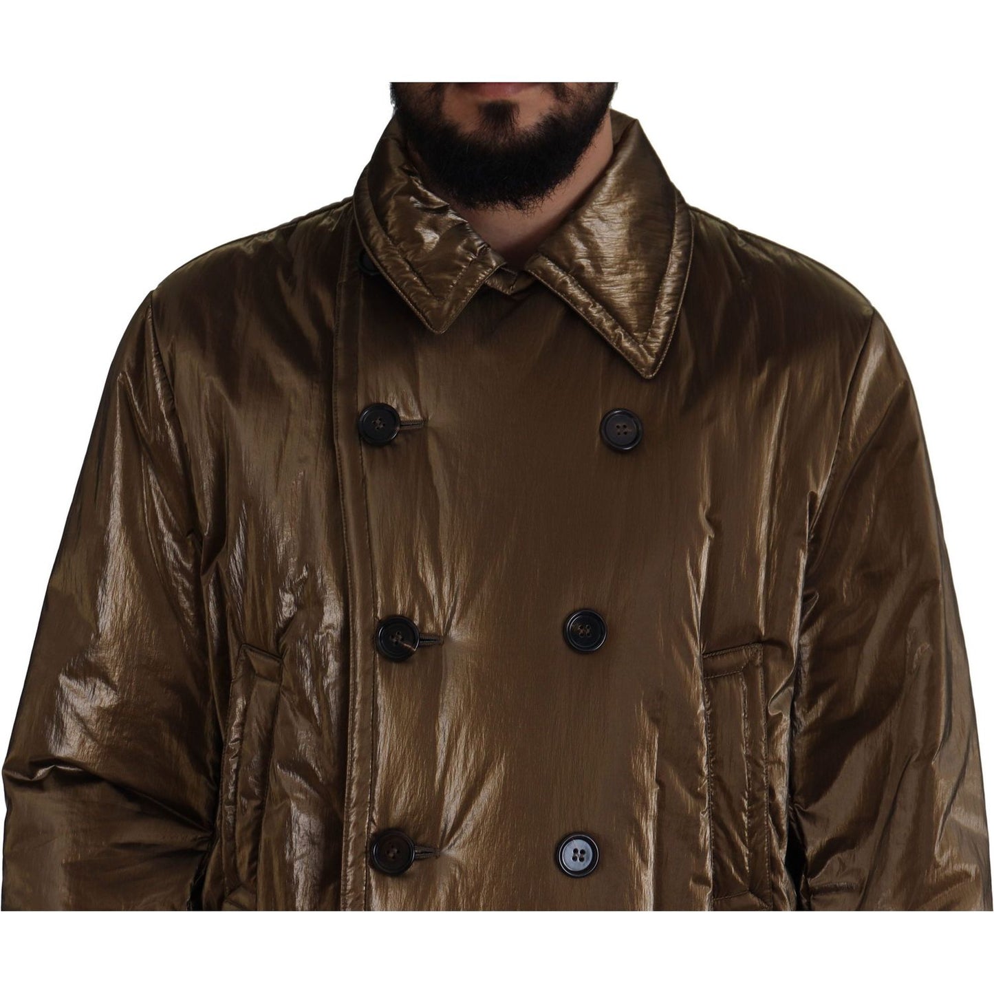 Dolce & Gabbana Elegant Bronze Double-Breasted Jacket bronze-nylon-collar-double-breasted-jacket IMG_8649-scaled-ccac6238-a33.jpg