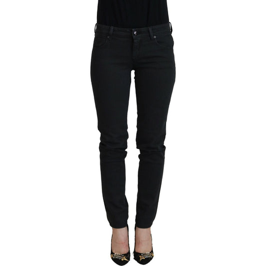 Ermanno Scervino Chic Low Waist Black Skinny Jeans black-cotton-slim-fit-women-denim-jeans