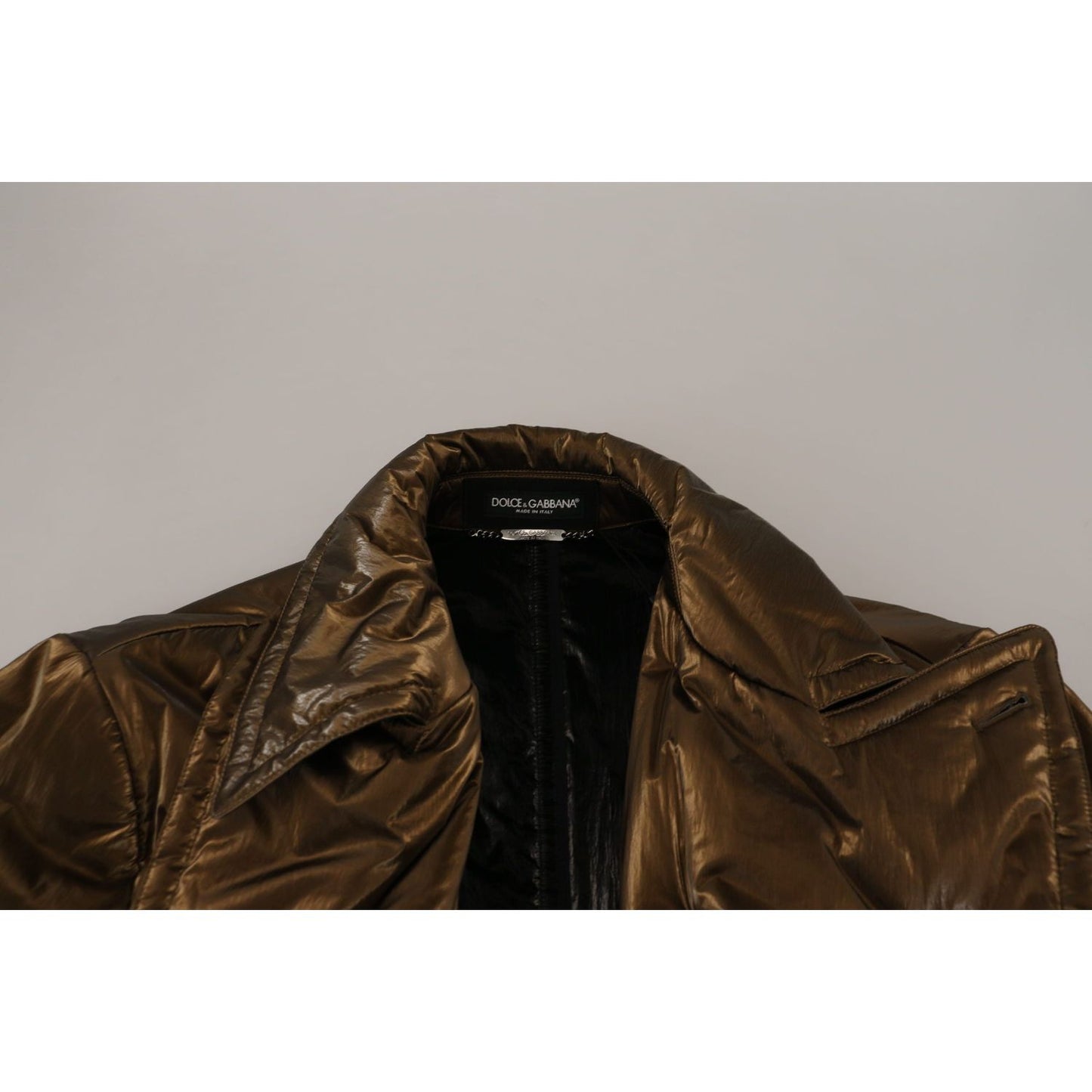 Dolce & Gabbana Elegant Bronze Double-Breasted Jacket bronze-nylon-collar-double-breasted-jacket IMG_8653-1-scaled-cee03c27-d27.jpg