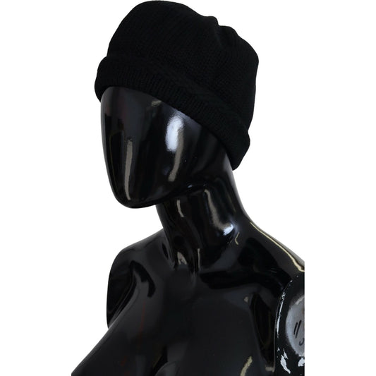 Dolce & Gabbana Elegant Black Virgin Wool Beanie Hat black-virgin-wool-women-winter-beanie-cap-hat