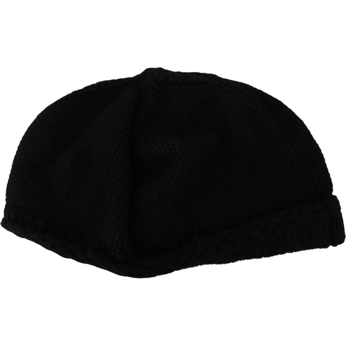 Dolce & Gabbana Elegant Black Virgin Wool Beanie Hat black-virgin-wool-women-winter-beanie-cap-hat