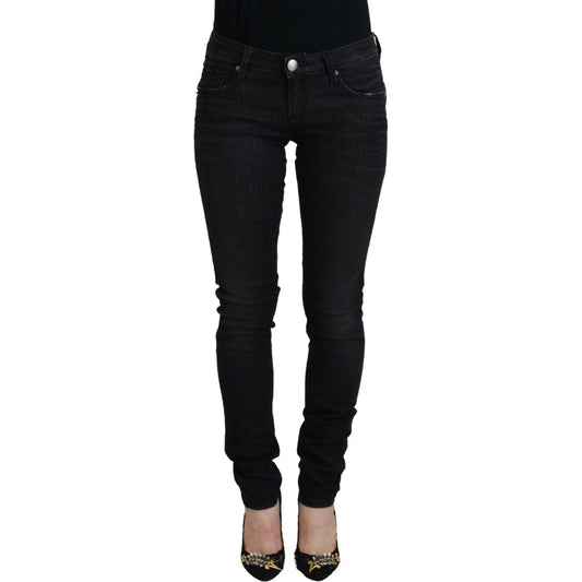 Acht Chic Low Waist Designer Skinny Jeans black-cotton-slim-fit-women-casual-denim-jeans