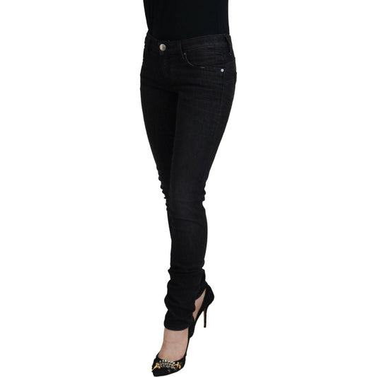 Acht Chic Low Waist Designer Skinny Jeans black-cotton-slim-fit-women-casual-denim-jeans